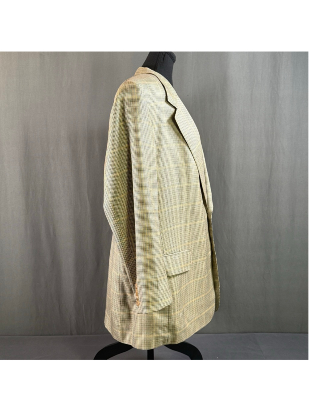 Holt Renfrew Samuelsohn Blazer Men 48R Silk Wool Micro Check Quiet Luxury Beige - Picture 5 of 16